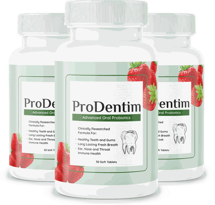 Three bottles of ProDentim oral probiotic tablets